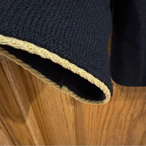 St. John Collection Black Santana Knit Blazer with Gold Trim – Size 12 - Picture 6 of 10